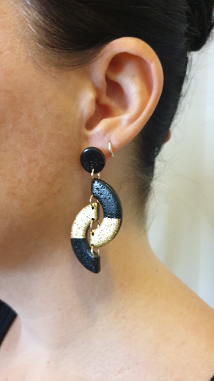 CC-STYLE Statement-Ohrhänger in Schwarz/Gold