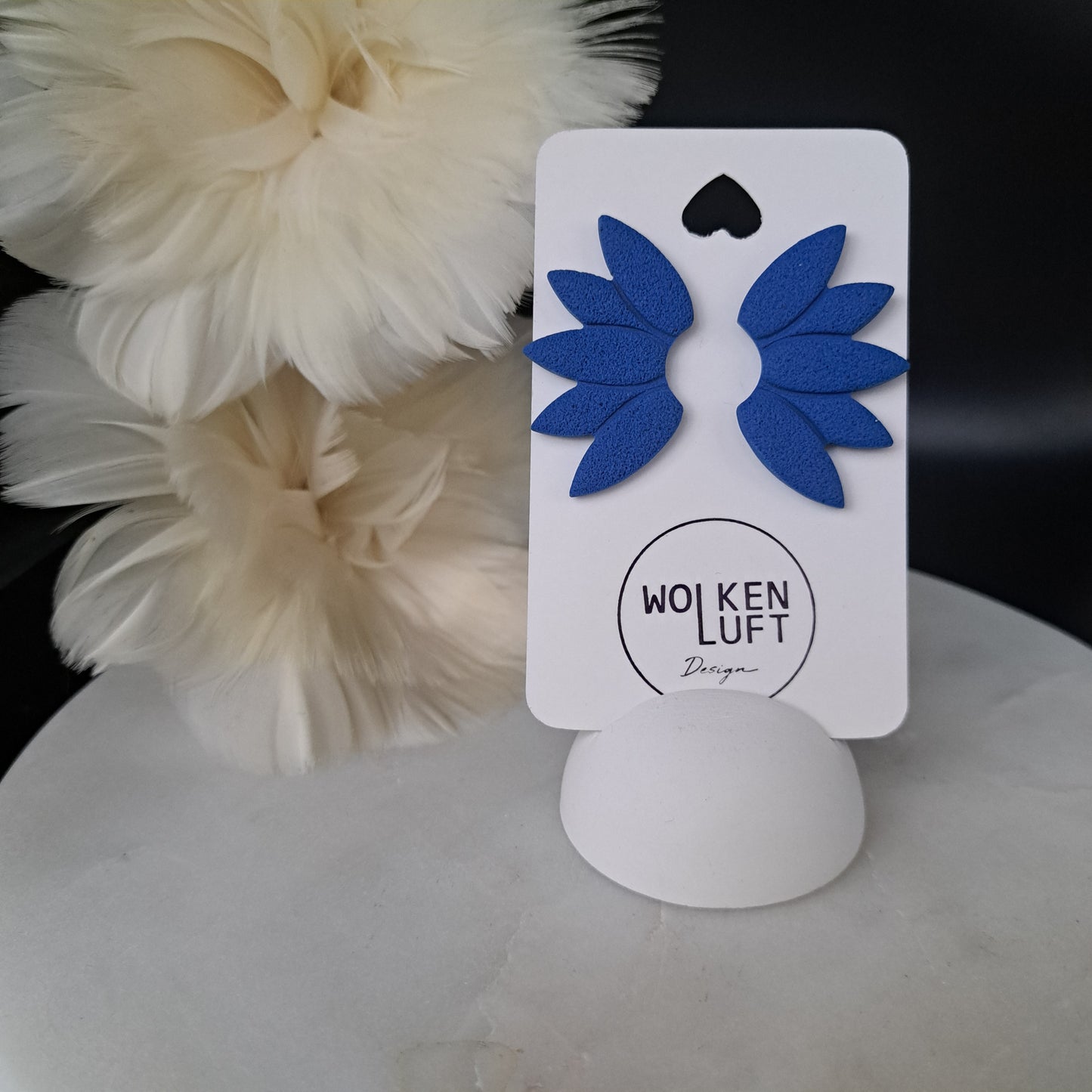 WINGS Statement Stud Earrings, Textured, Blue