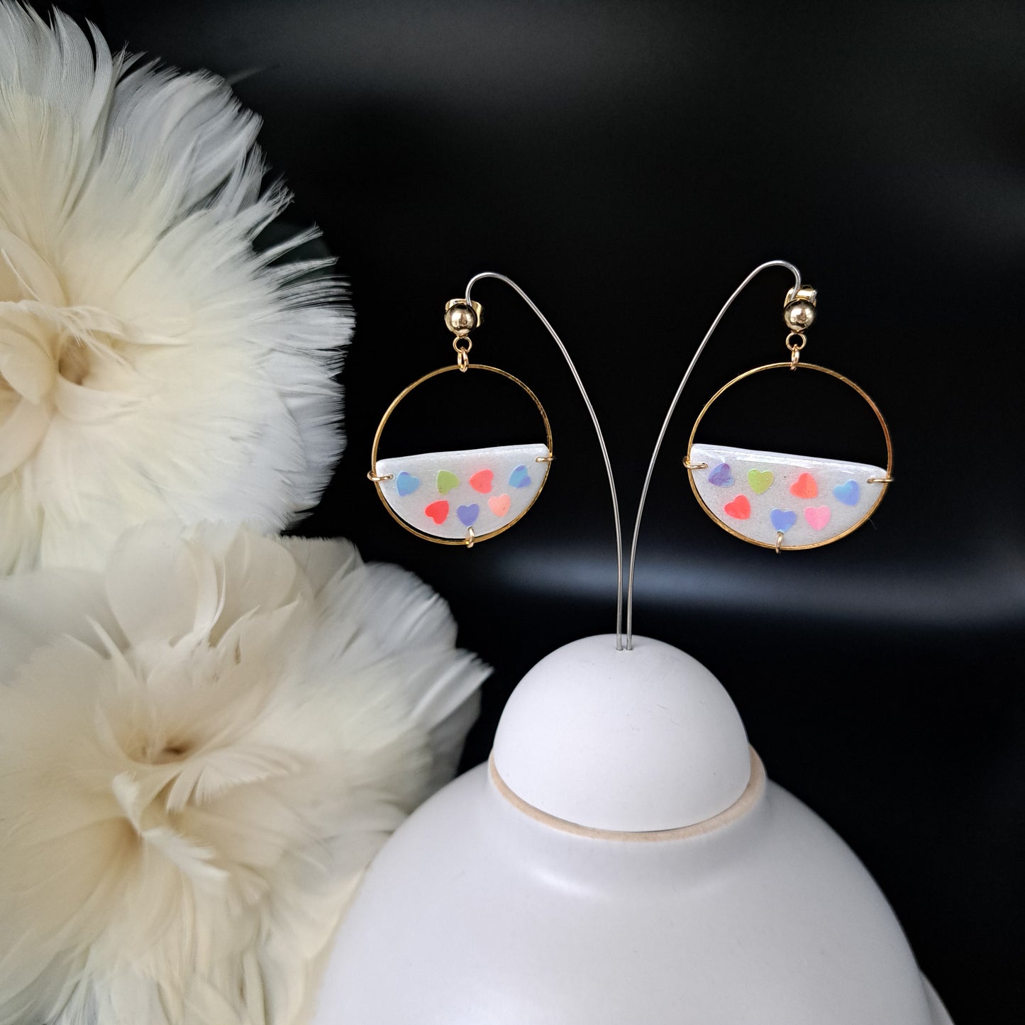 CONFETTI-HEARTS, Kreis, groß, Bunt/Gold