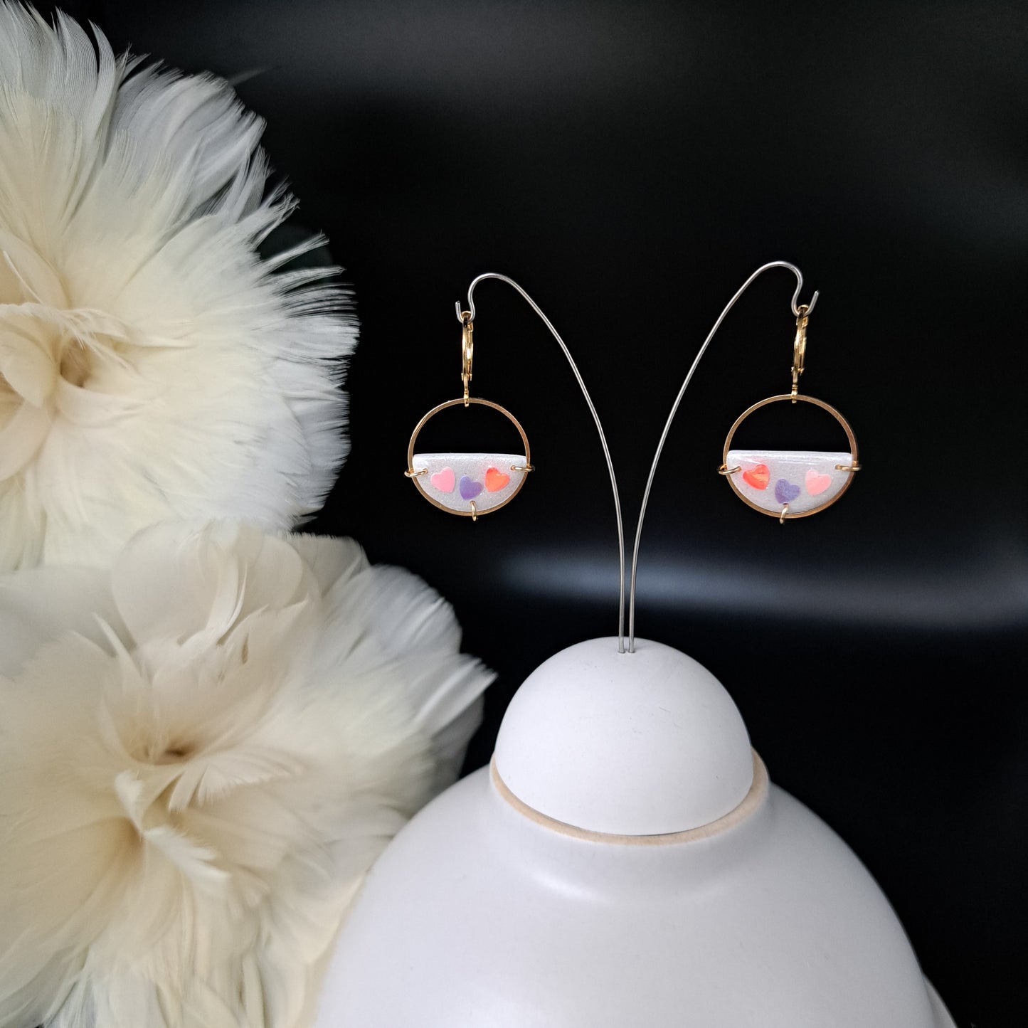 CONFETTI-HEARTS, Kreis, klein, Bunt/Gold