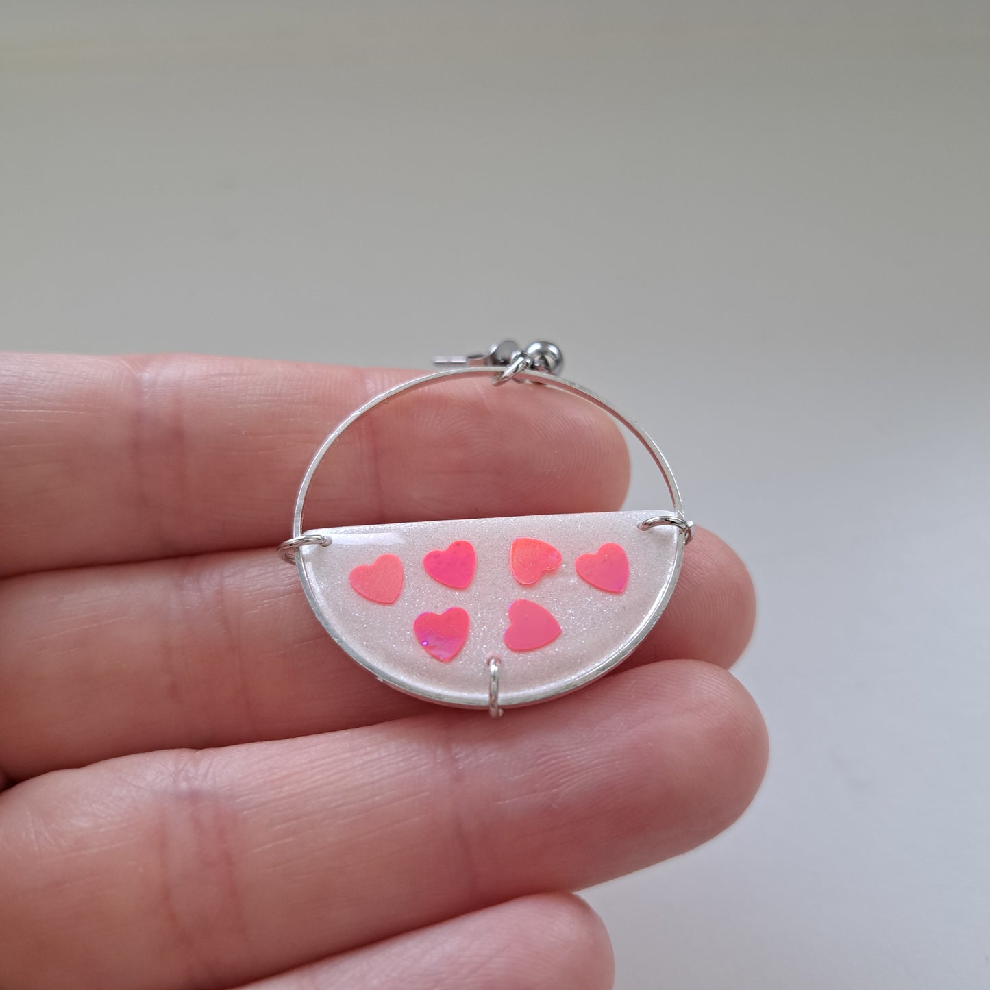 CONFETTI-HEARTS, Kreis, groß, Pink/Weiß/Silber