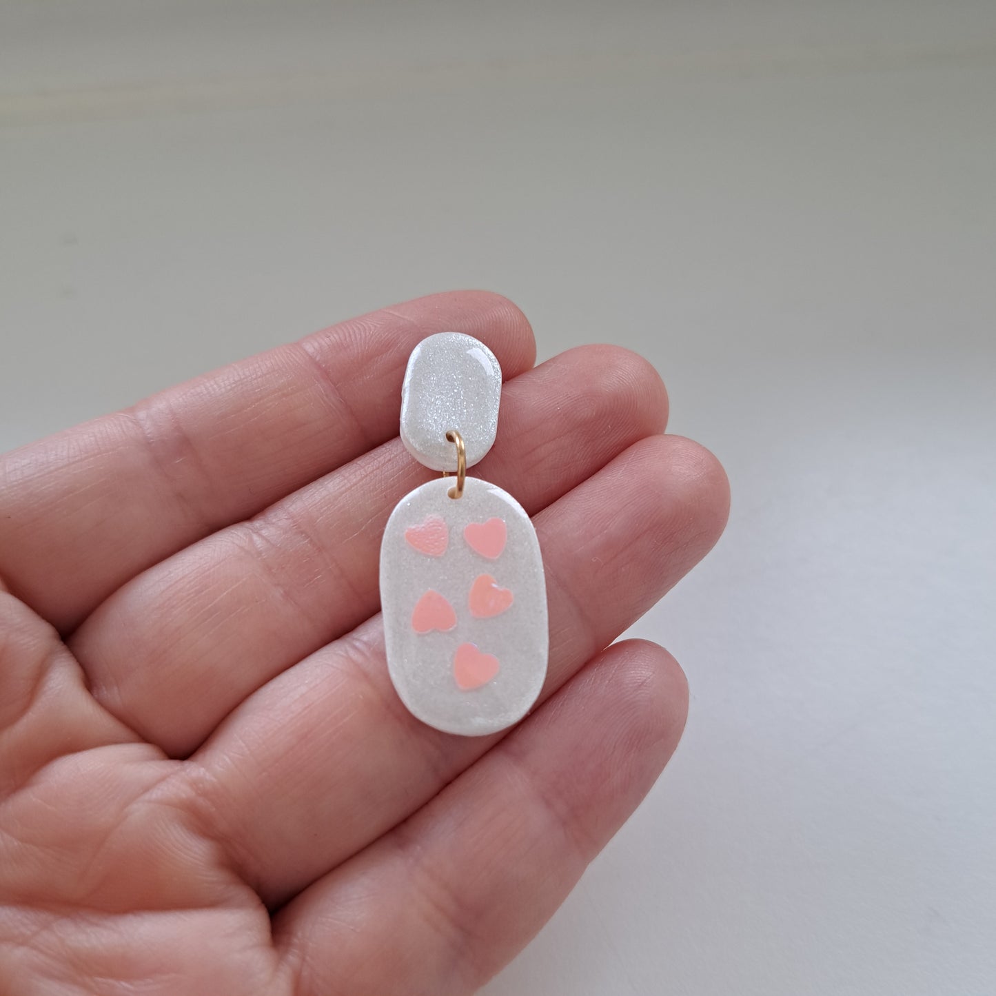 CONFETTI-HEARTS, Oval, Rosa/Weiß/Gold