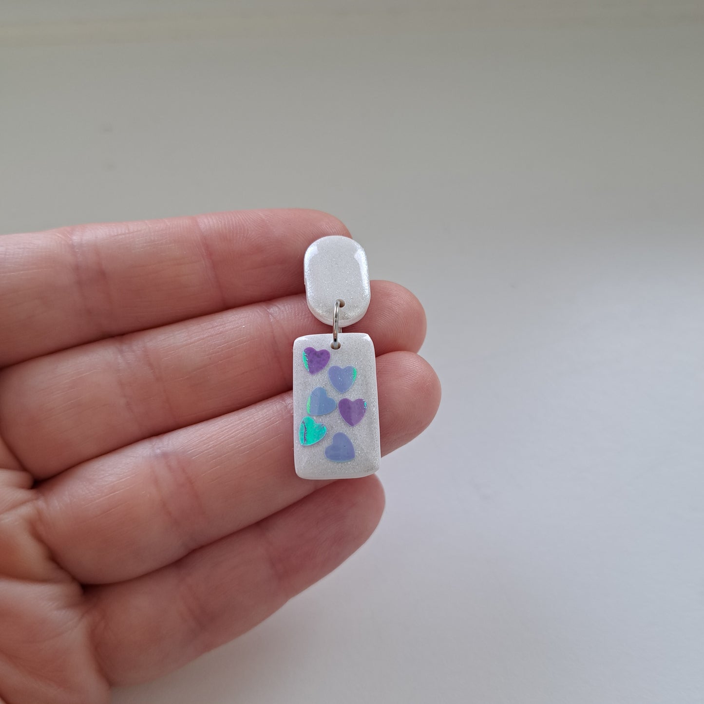 CONFETTI-HEARTS, square, purple-turquoise/white/silver