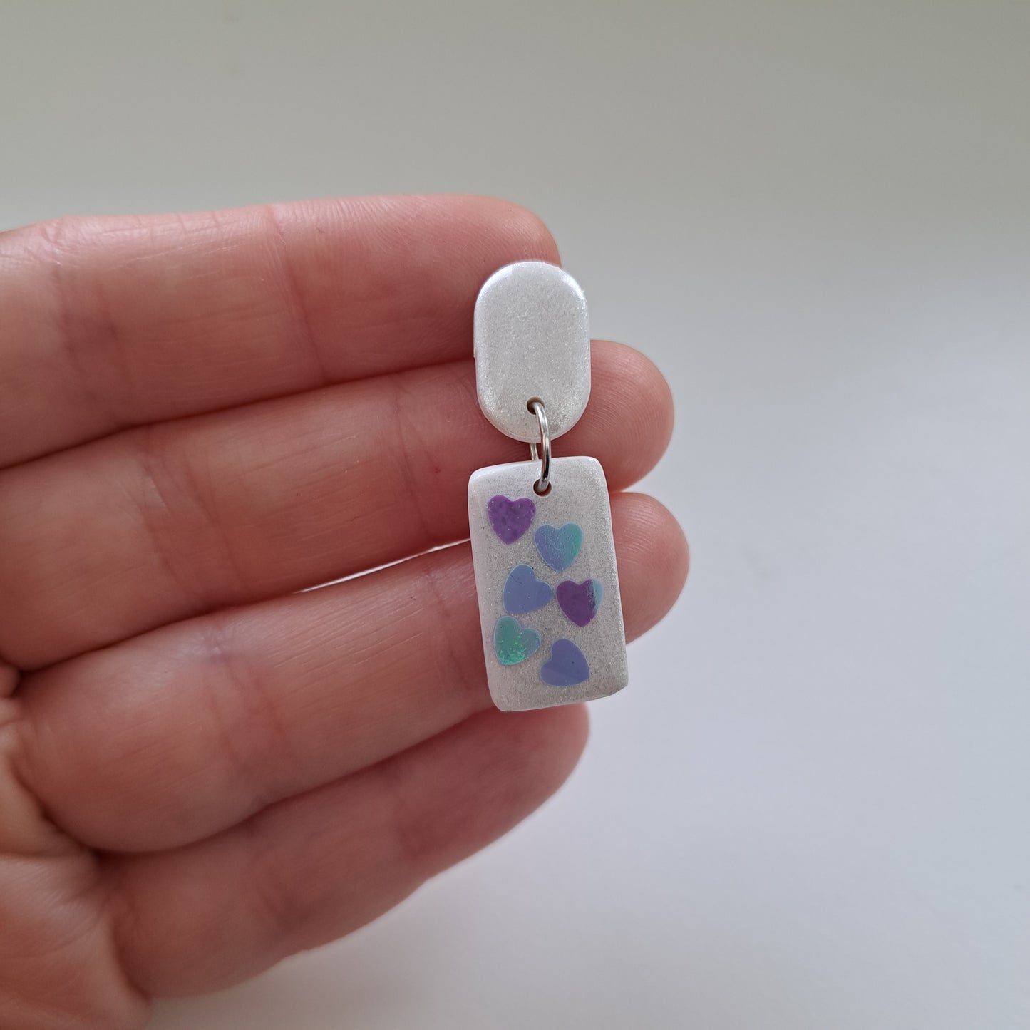 CONFETTI-HEARTS, square, purple-turquoise/white/silver