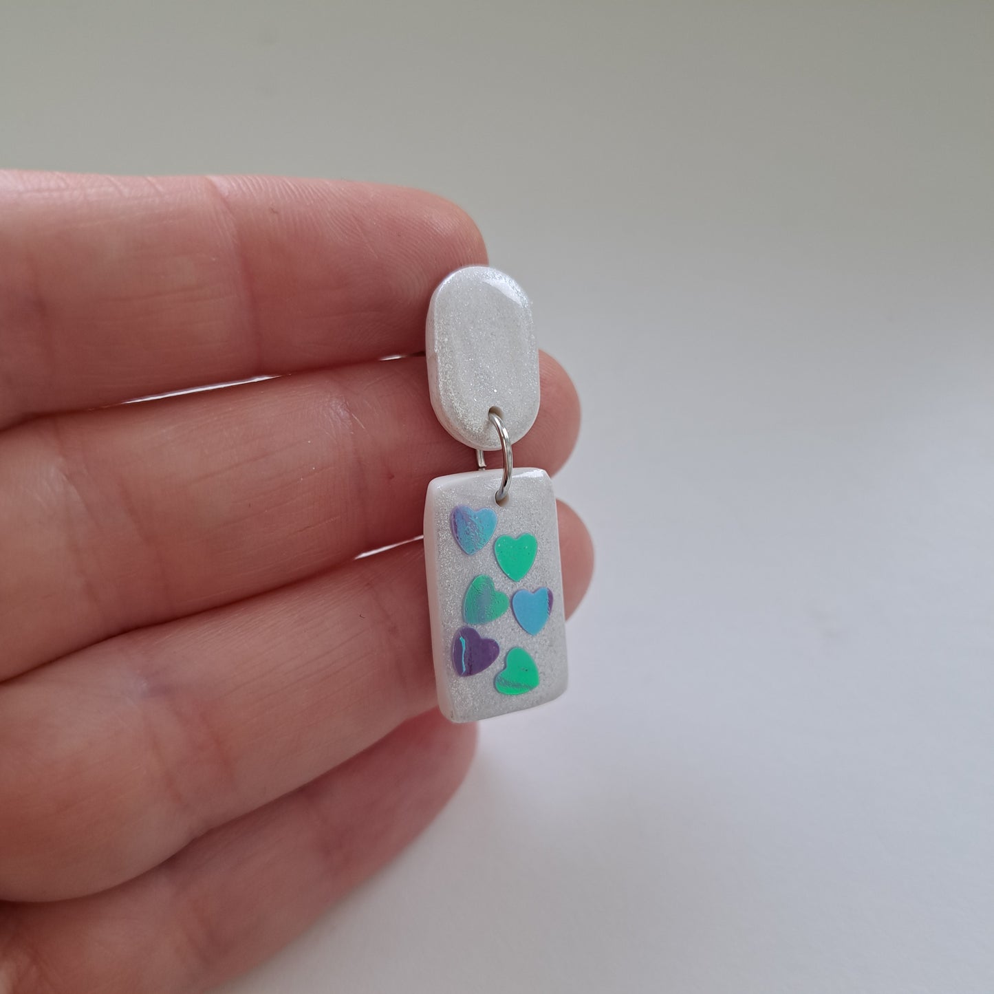 CONFETTI-HEARTS, square, purple-turquoise/white/silver