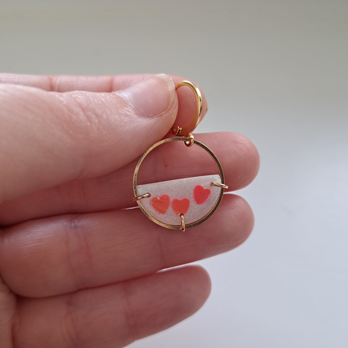 CONFETTI HEARTS, circle, small, pink/gold