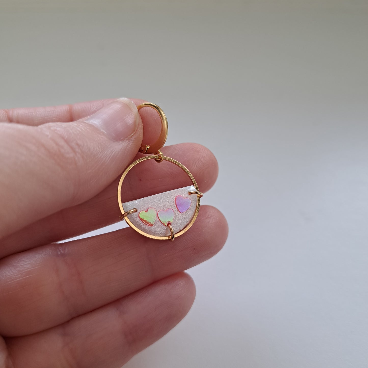 CONFETTI HEARTS, circle, small, pink/gold