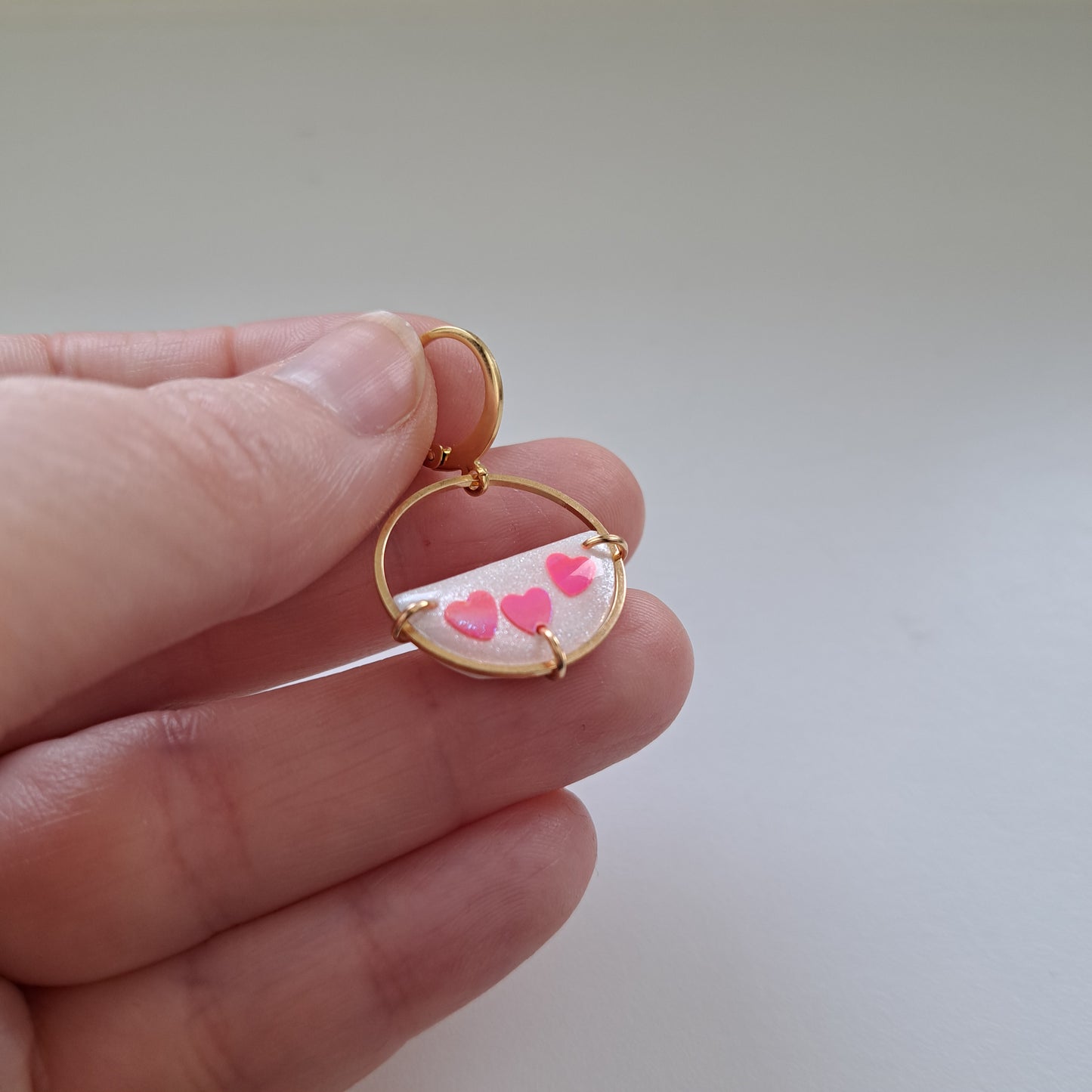 CONFETTI HEARTS, circle, small, pink/gold
