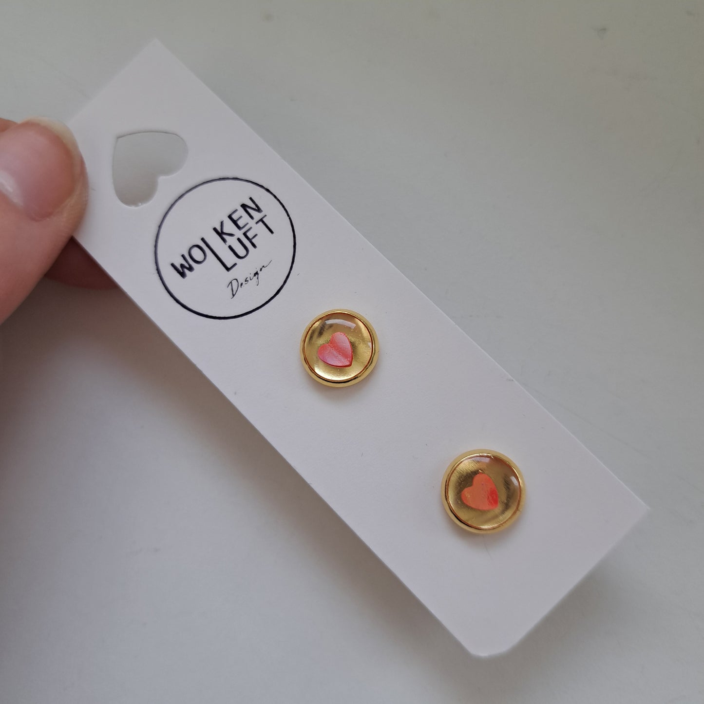 CONFETTI-HEART Ohrstecker, Pink/Gold