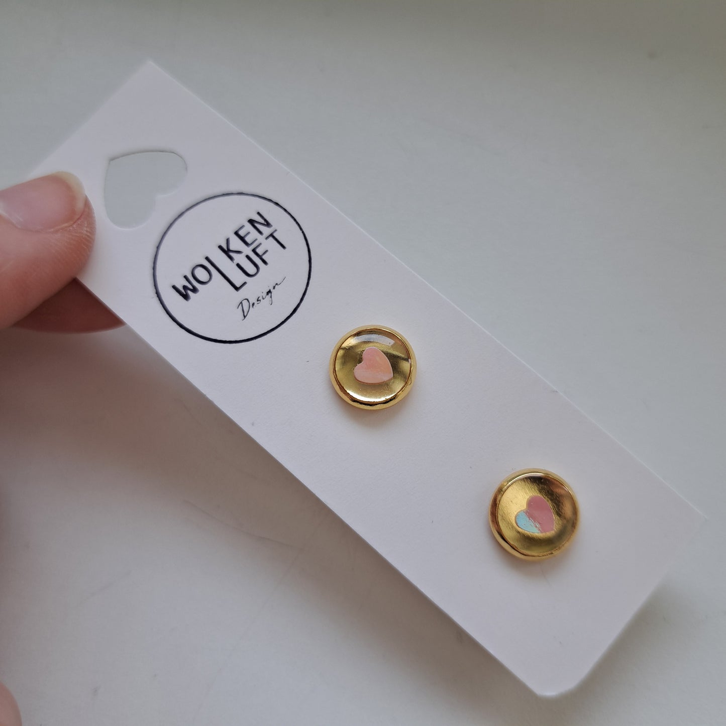 CONFETTI-HEART Ohrstecker, Rosa/Gold