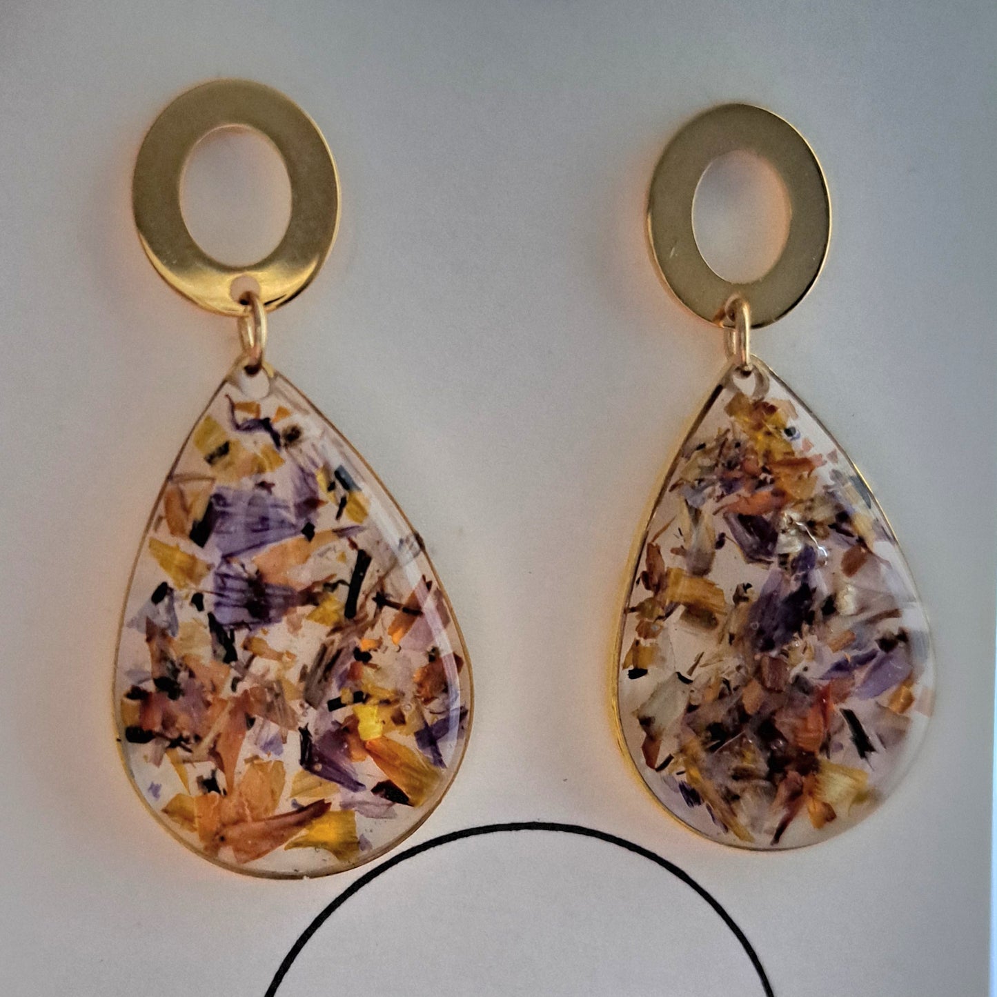 SARAH, Blumen-Ohrhänger, Gold/Bunt