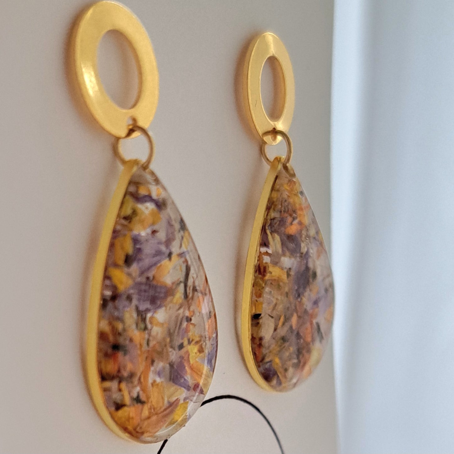 SARAH, Blumen-Ohrhänger, Gold/Bunt