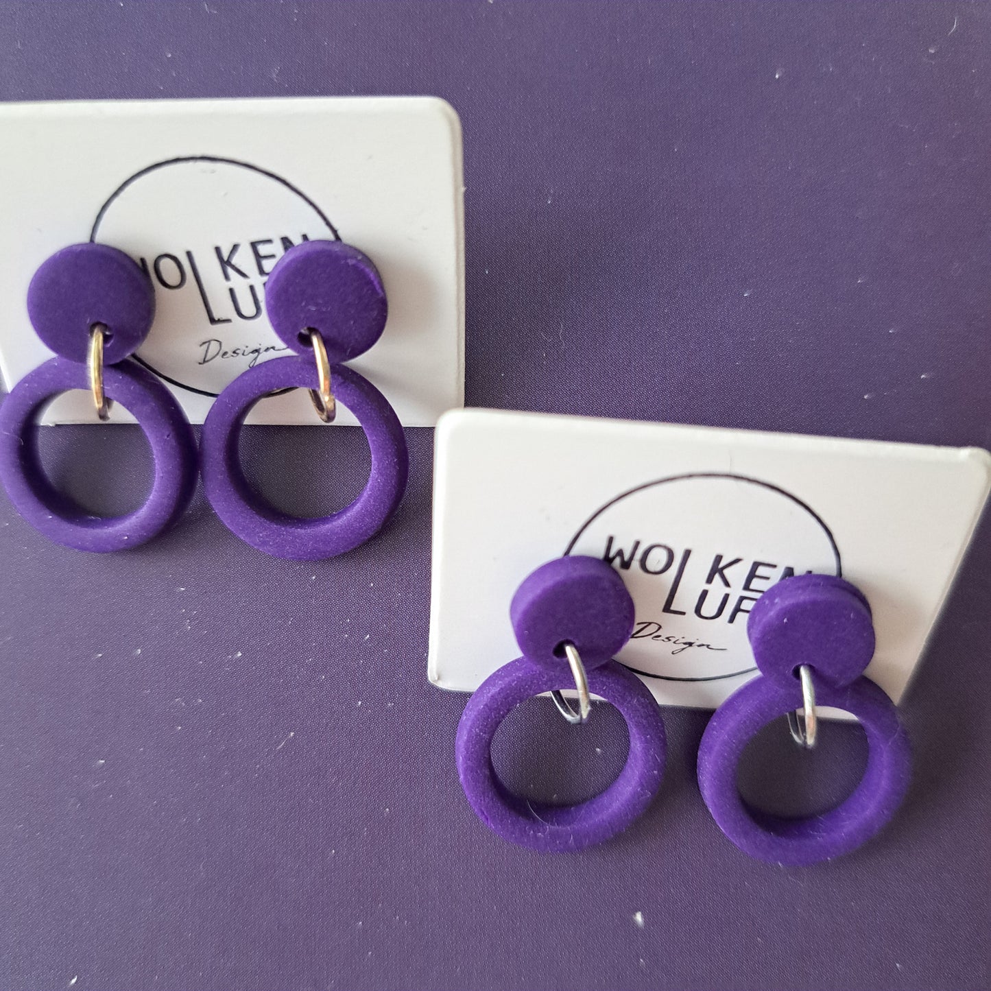 BILLY, kleine Statement-Ohrhänger, Türkis oder Violett/Gold oder Silber