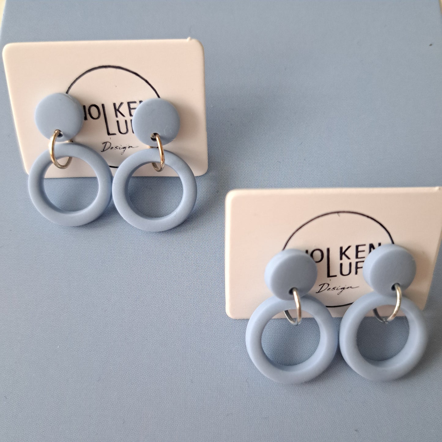 BILLY, kleine Statement-Ohrhänger, Königsblau oder Pastellblau/Gold oder Silber