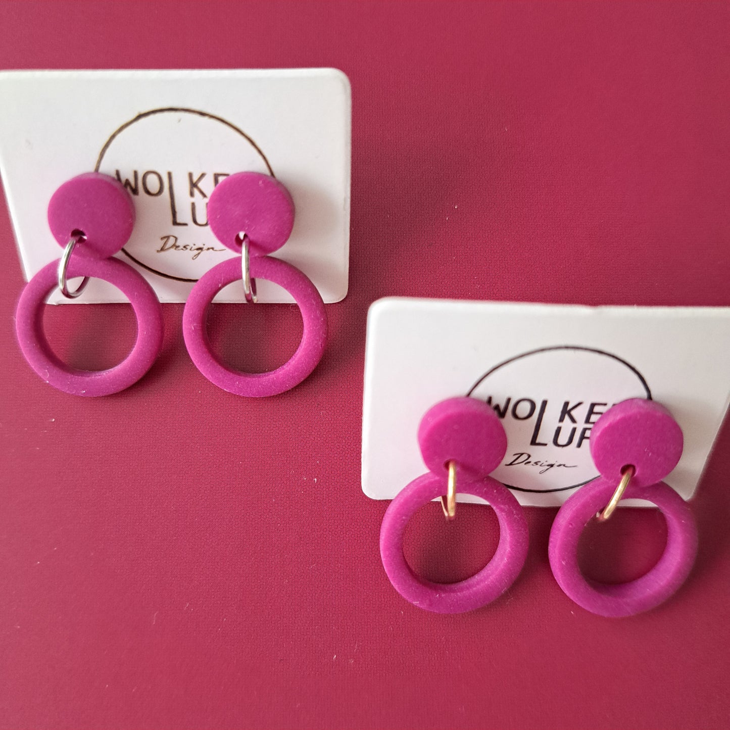 BILLY, kleine Statement-Ohrhänger, Pfirsich oder Pink/Gold oder Silber