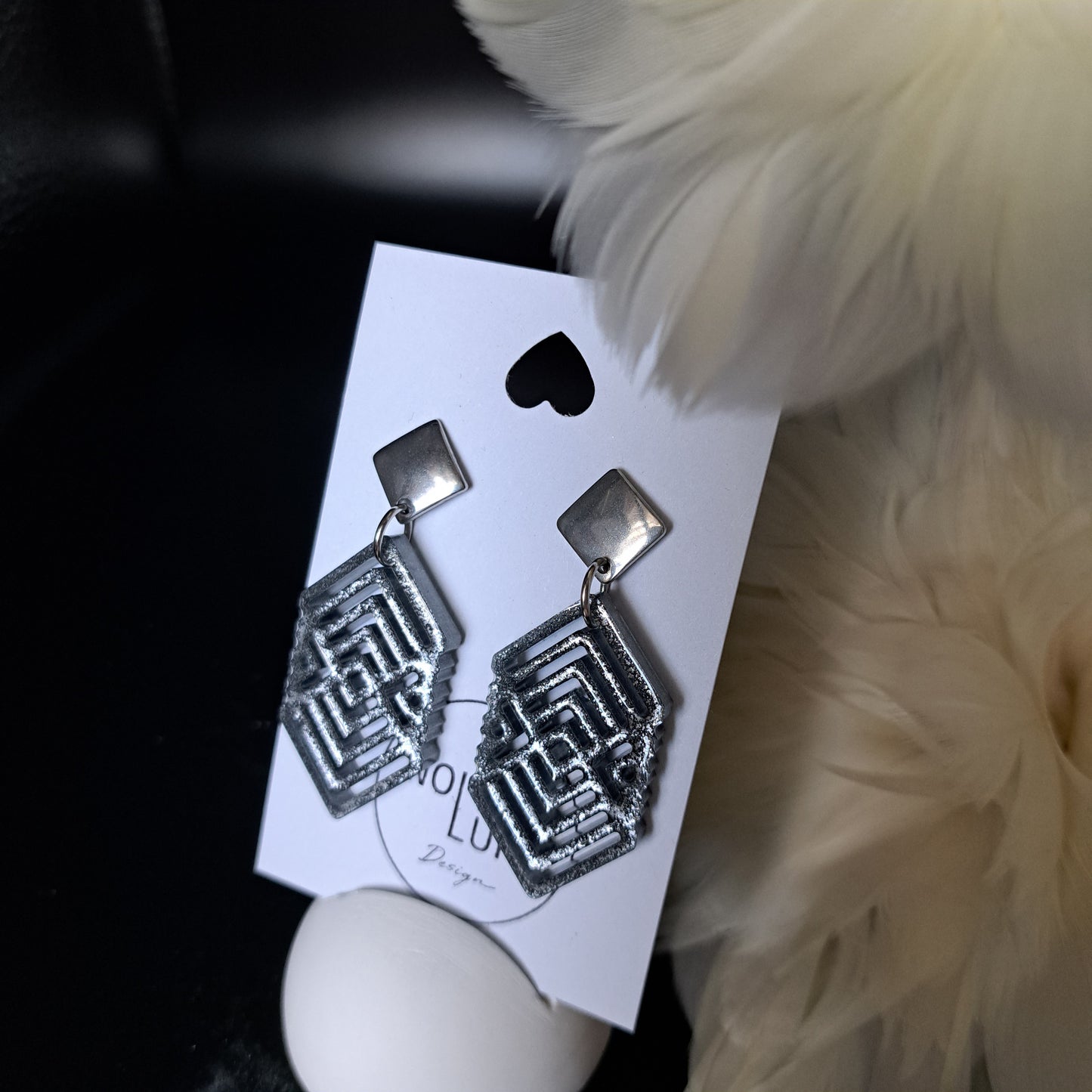 VIVIENNE statement earrings, gray silver/silver