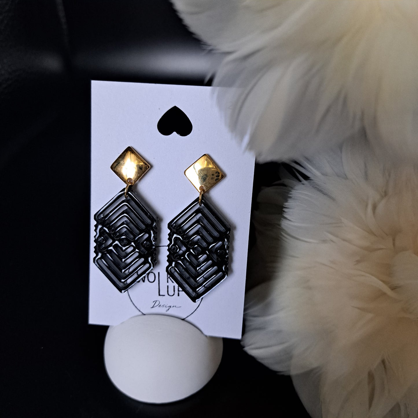 VIVIENNE Statement-Ohrhänger, Schwarz/Gold