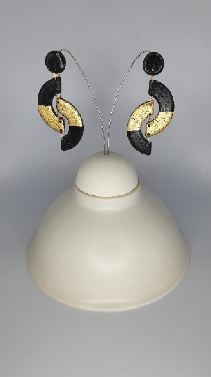 CC-STYLE Statement-Ohrhänger in Schwarz/Gold