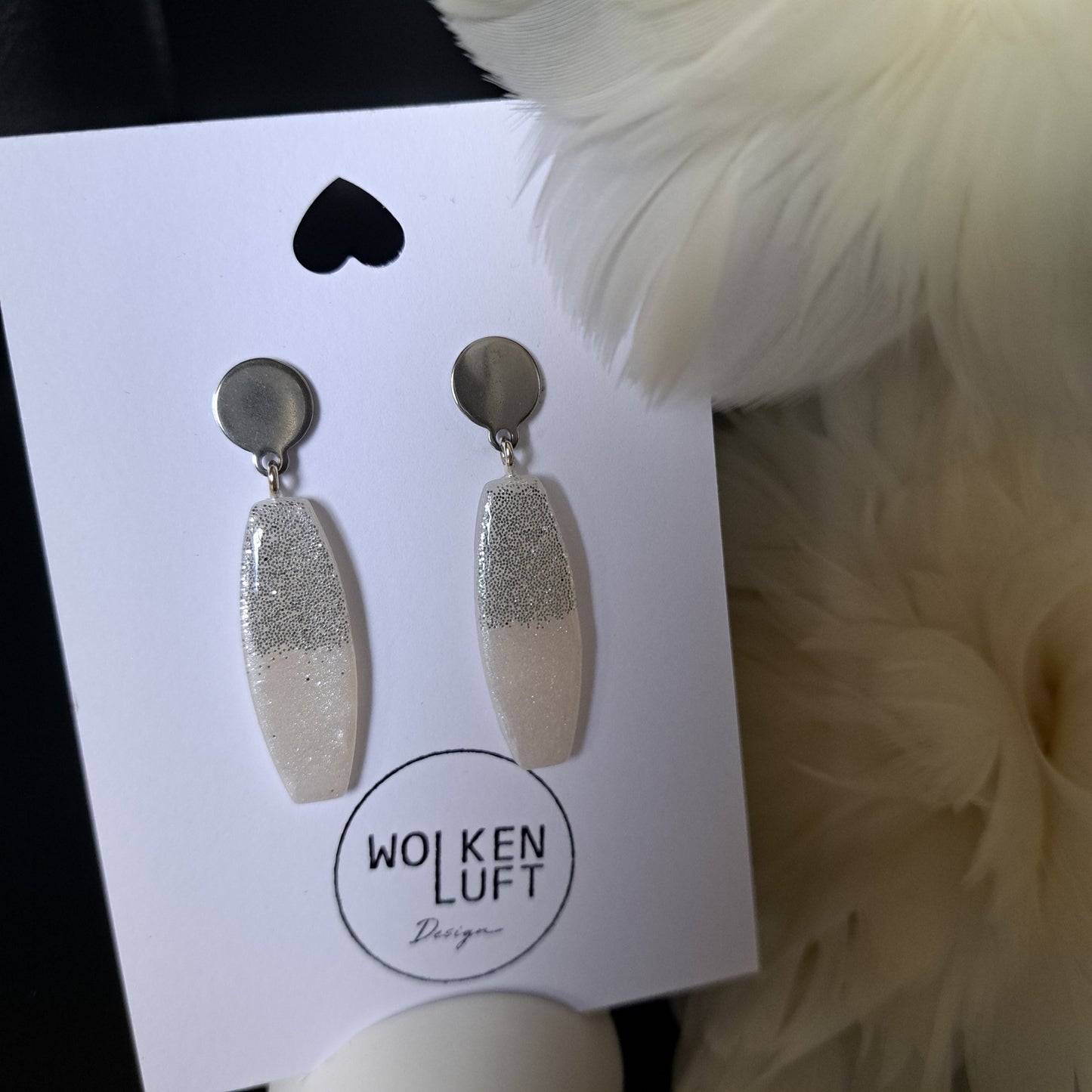 GWEN Ohrhänger, Weiß/Silber