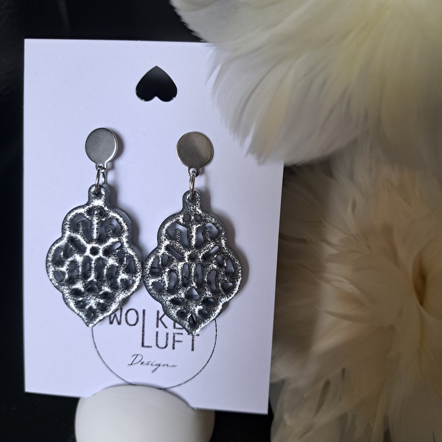 1001 NIGHTS statement earrings, silver grey/silver