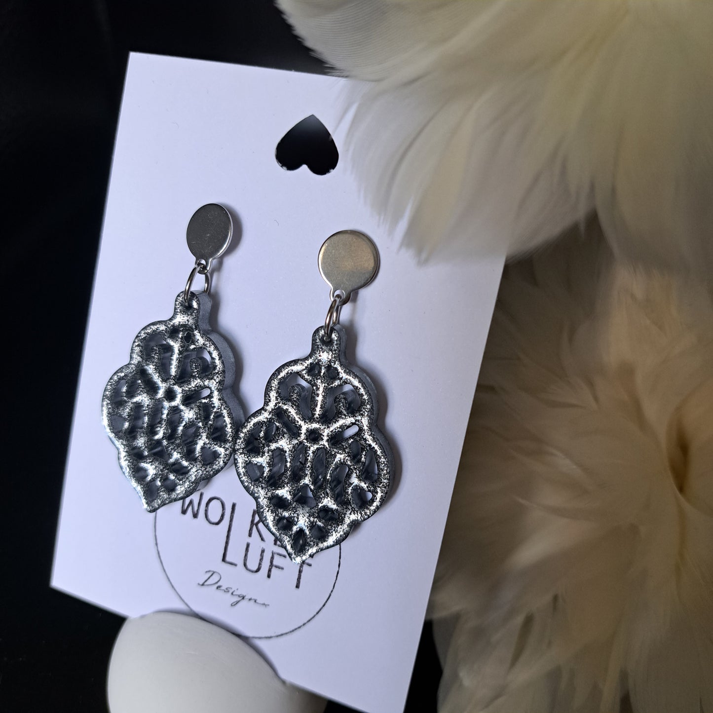 1001 NIGHTS statement earrings, silver grey/silver