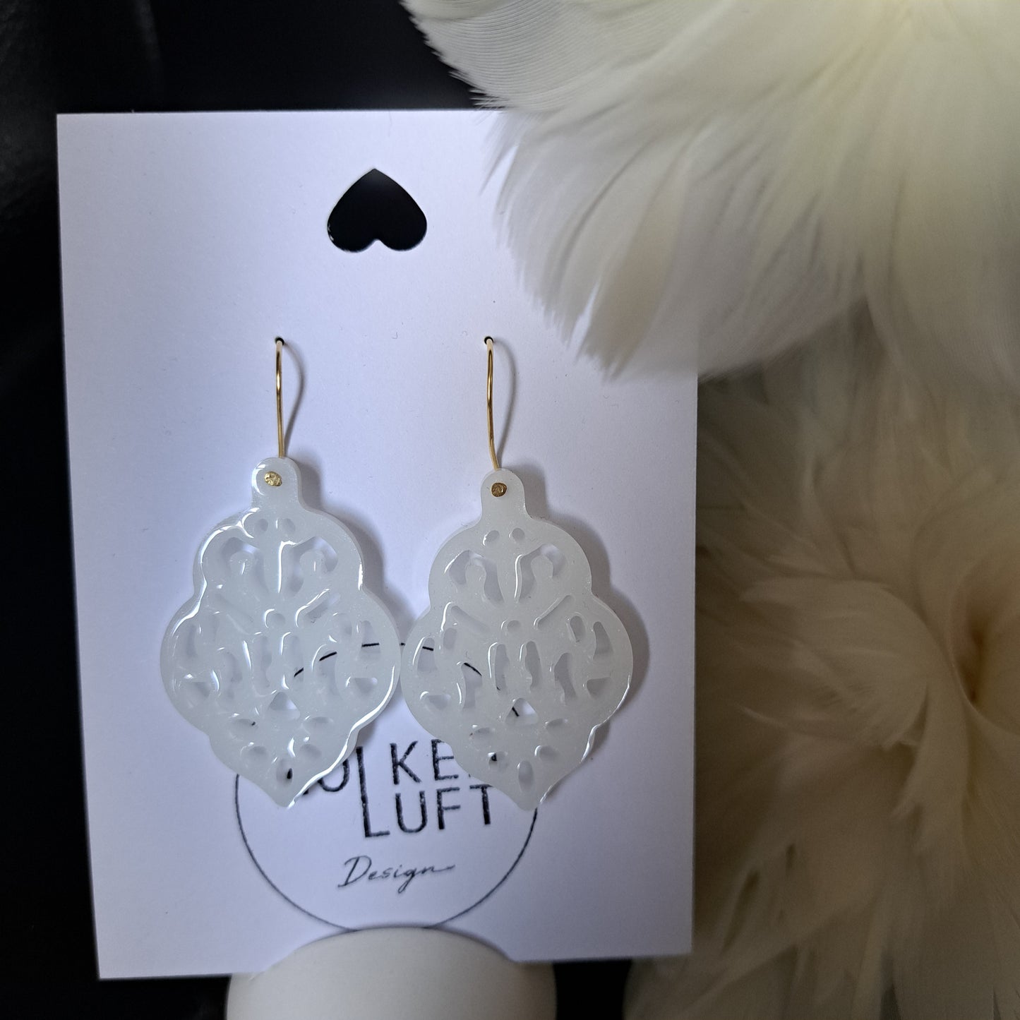 1001 NIGHTS statement earrings, white/gold