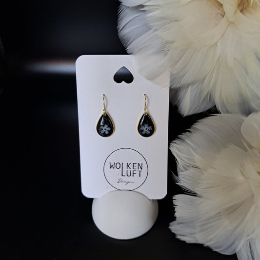 FORGET-MY-NOT earrings, black/gold