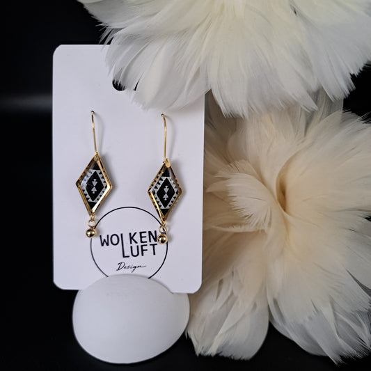 KARA statement earrings, small, black/white/gold