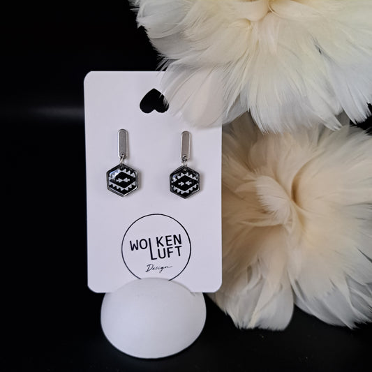 KIM earrings, black/white/silver