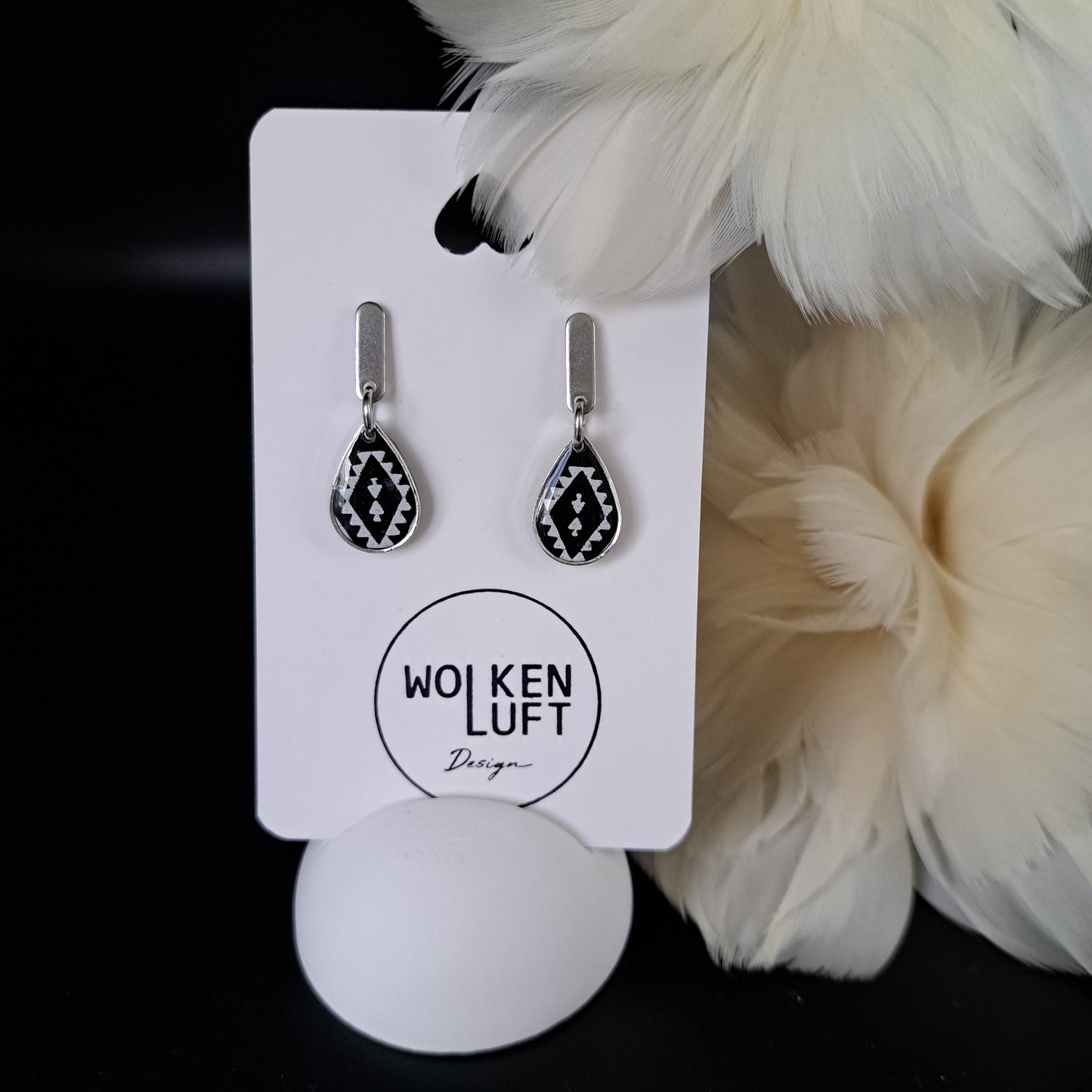 KORA earrings, black/white/silver