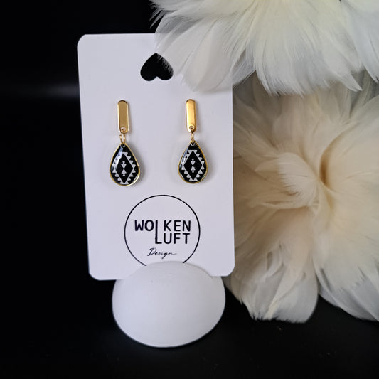 KORA earrings, black/white/gold