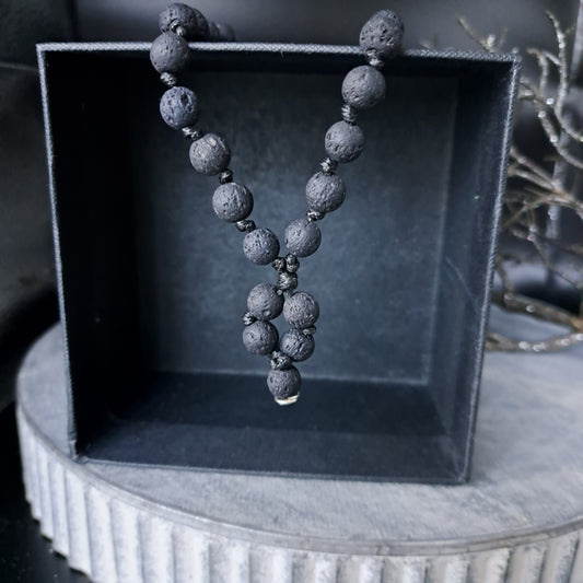 JASON, chain, lava stone 8mm, black