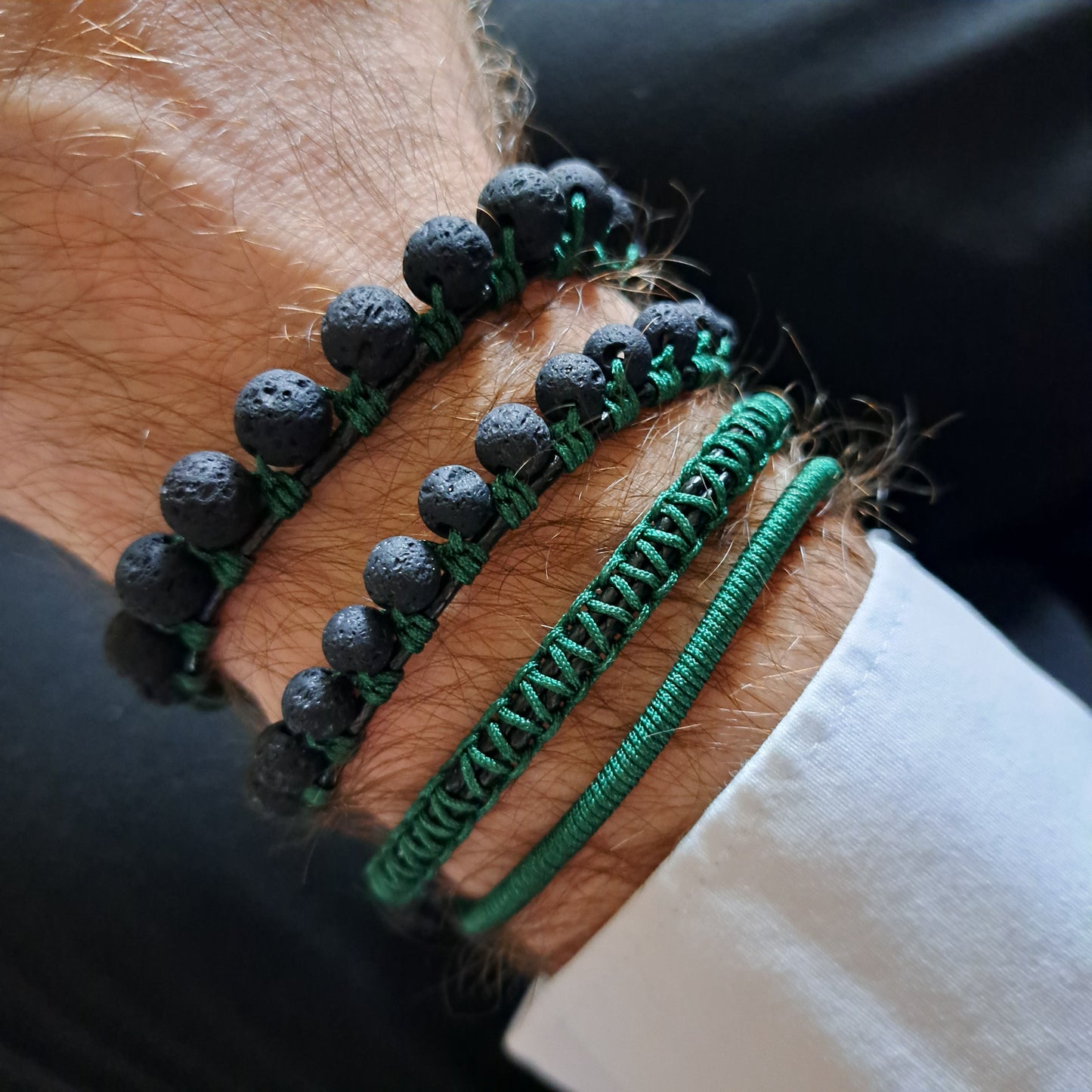 RON, bracelet, black/green