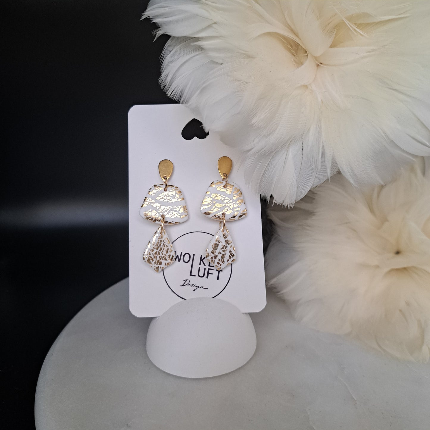 ALISON statement earrings, white/gold