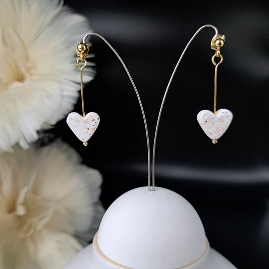 HALY heart earrings, beige/gold