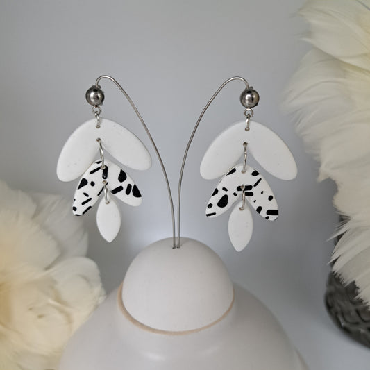 REBECCA statement earrings, white/black/silver