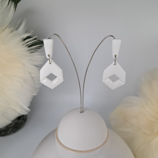 LEXI statement earrings, white/silver or white/gold