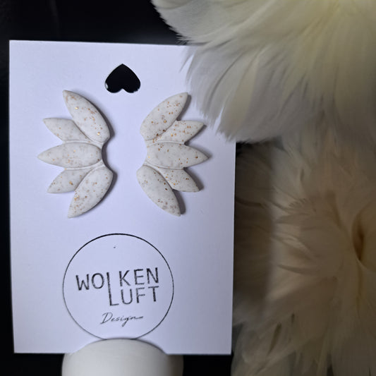 WINGS Statement-Ohrstecker, Beige/Gold gesprenkelt