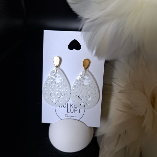 CAMILA statement earrings, white/gold