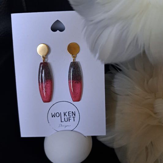 GWEN earrings, anthracite/red/gold