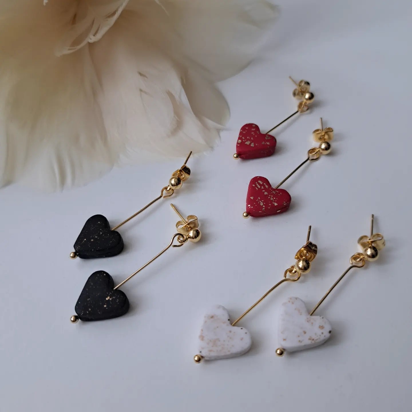 HALY heart earrings, black/gold